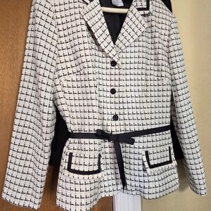 Perceptions Suit Skirt & Jacket 14 Black and White Checkered Blazer